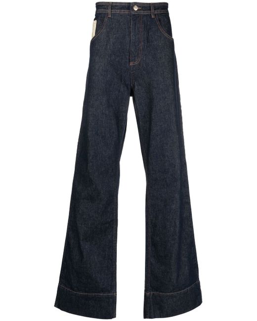 Wales Bonner patch-detail wide-leg jeans