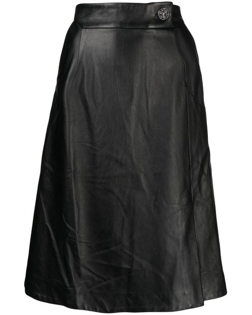 Shiatzy Chen leather midi skirt
