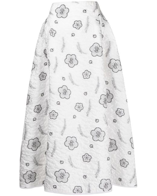 Shiatzy Chen quilted A-line jacquard skirt
