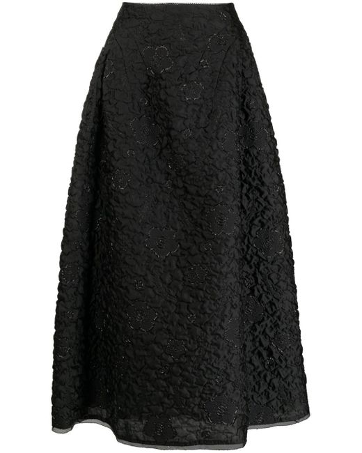 Shiatzy Chen quilted A-line jacquard skirt
