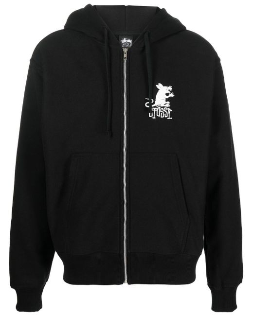 Stussy logo-print zip-up hoodie