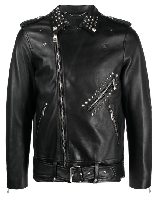 John Richmond slogan-print leather jacket