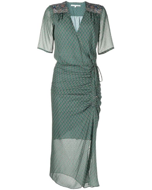 Veronica Beard patterned short-sleeved silk maxi dress