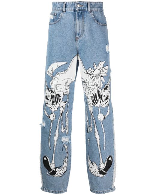 Gcds Heaven Hell skeleton-print jeans