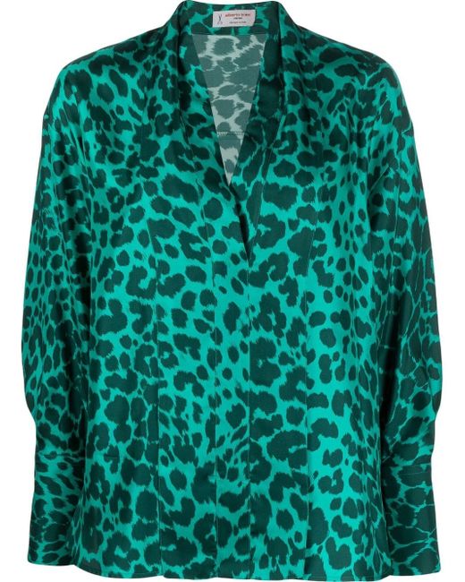 Alberto Biani leopard-print silk shirt
