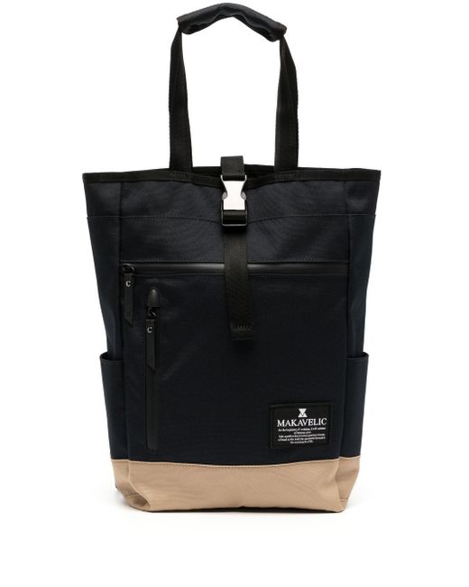 Makavelic logo-patch tote backpack