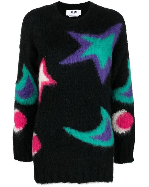 Msgm intarsia-knit oversized jumper