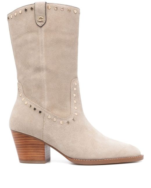 Coach studded 65mm mid-calf suede boots