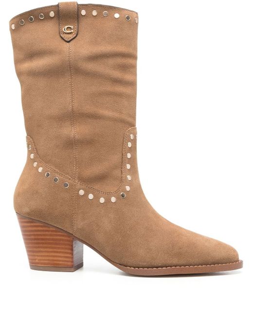 Coach studded 65mm mid-calf suede boots