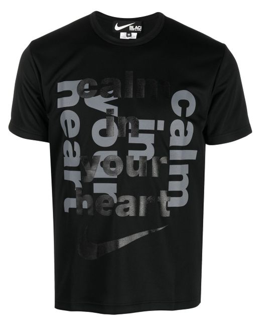 Comme Des Garcons Black slogan-print Swoosh T-shirt