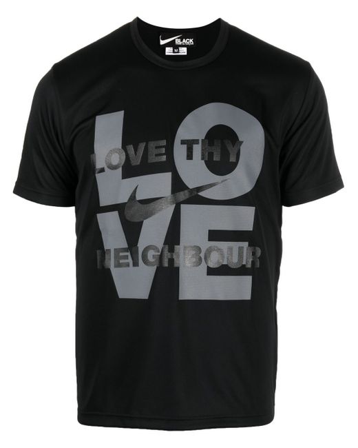 Comme Des Garcons Black Love Thy Neighbour slogan T-shirt