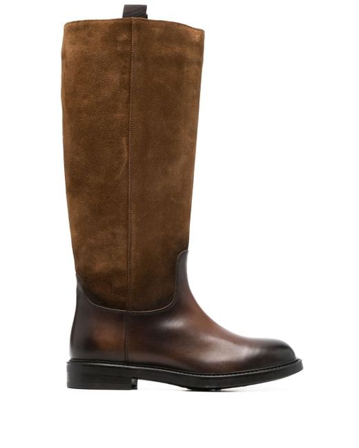 Doucal's knee-high leather-suede boots