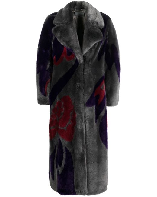 Alberta Ferretti abstract-print faux-fur coat