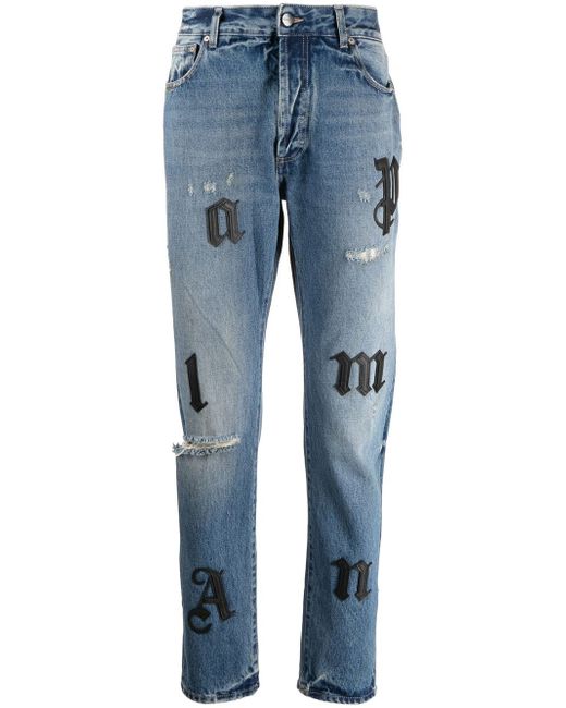 Palm Angels letter-embellished skinny jeans