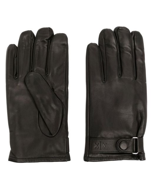 Armani Exchange embossed-logo detail gloves