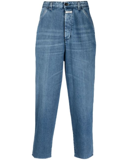 Closed crease-effect straight-leg jeans