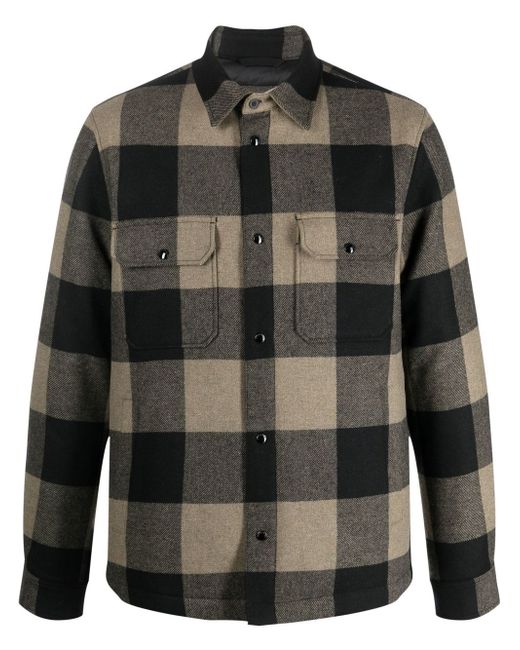 Woolrich plaid-check quilted shirt jacket
