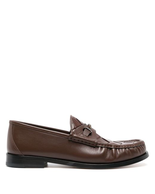 Hyusto woven-detail leather loafers