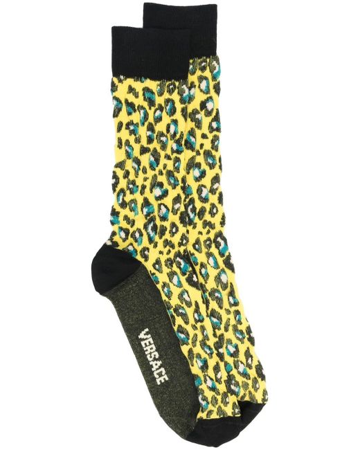 Versace logo leopard-print socks