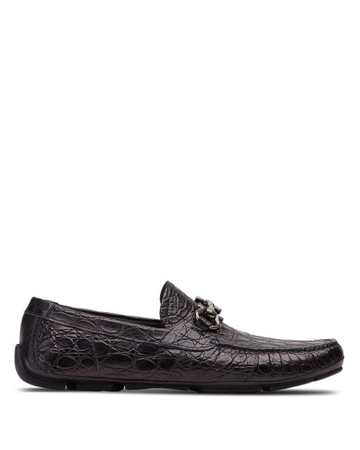 Salvatore Ferragamo crocodile-effect leather loafers