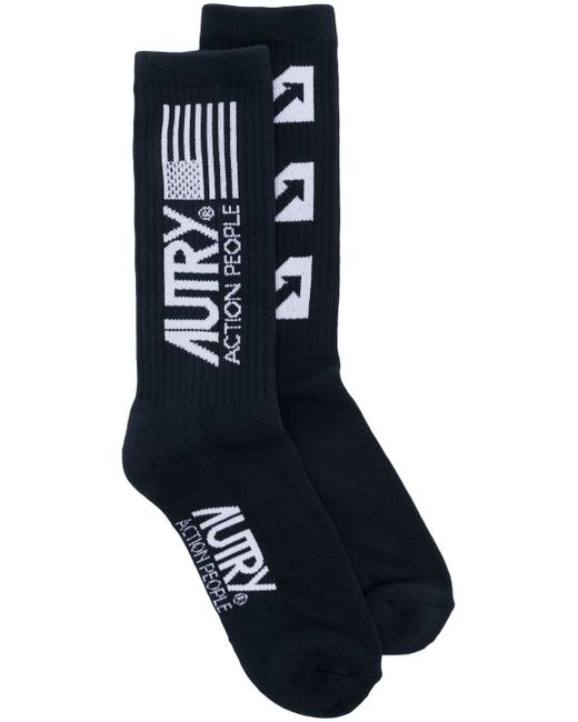 Autry ribbed logo-knit socks