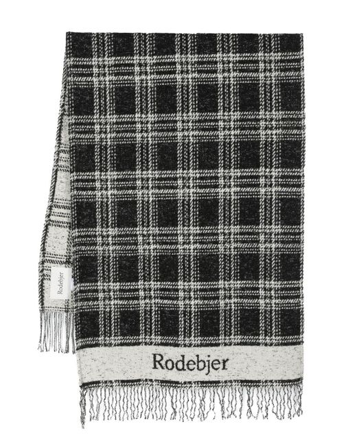 Rodebjer check-pattern fringed scarf