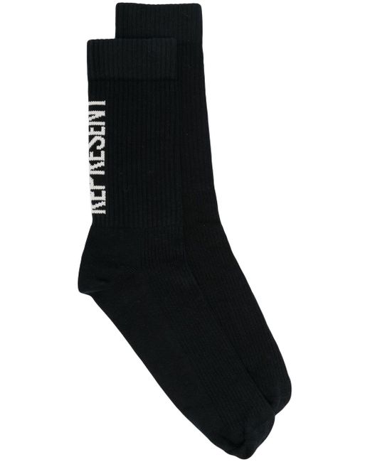 Represent logo-intarsia cotton socks