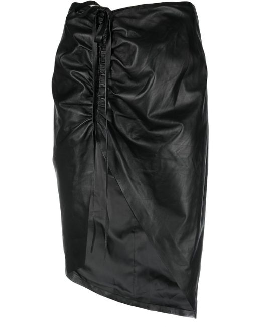 Andreādamo asymmetric ruched leather skirt
