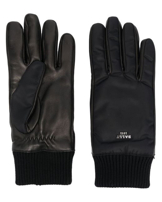 Bally raised-logo leather gloves
