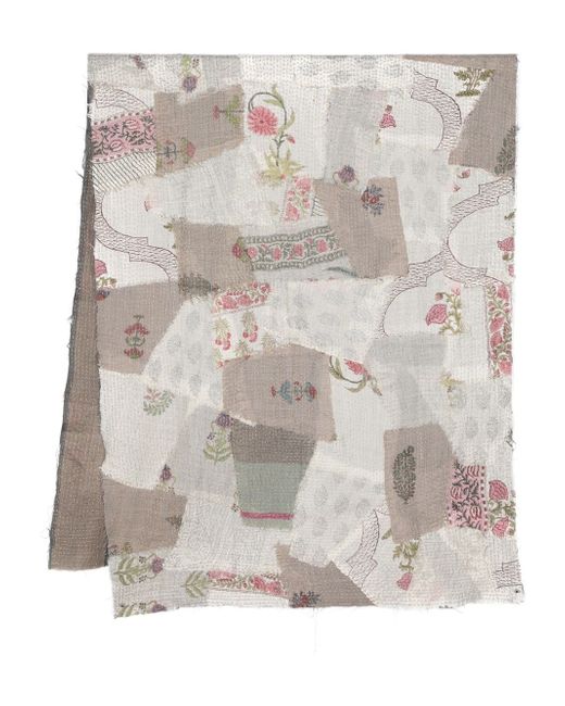 By Walid patchwork print cashmere scarf