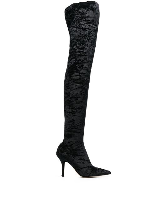 Paris Texas velvet stiletto thigh-high boots