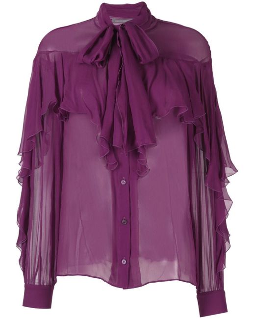 Alberta Ferretti semi-sheer ruffled silk blouse