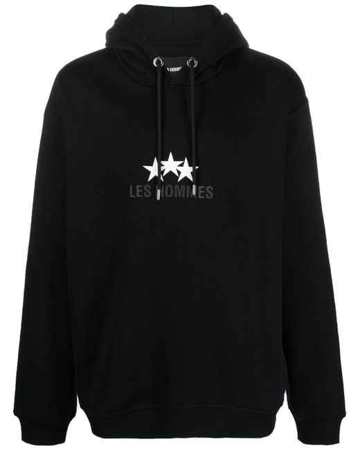 Les Hommes logo-print drawstring hoodie