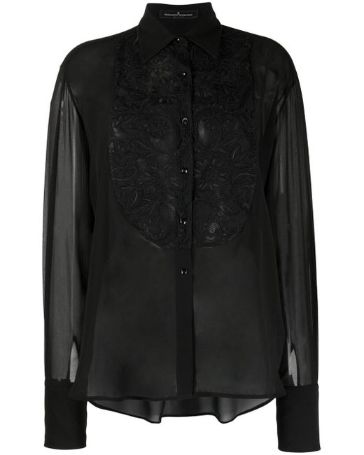 Ermanno Scervino long-sleeve sheer-lace top