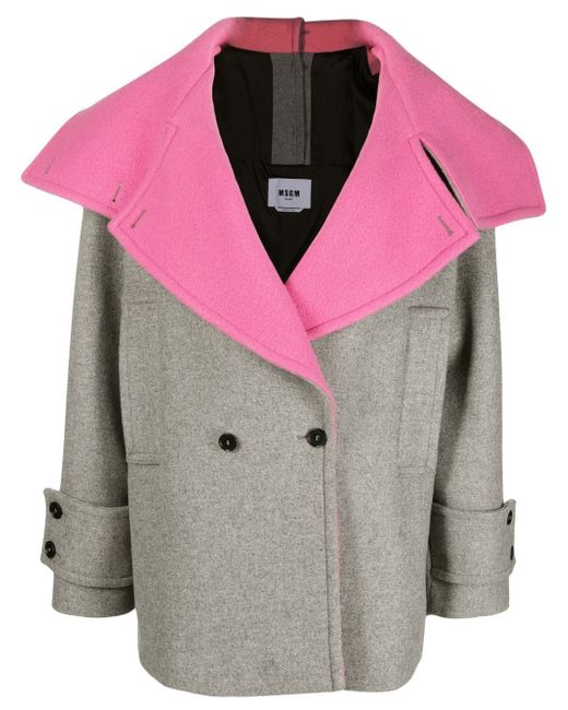 Msgm contrasting-collar double-breasted coat