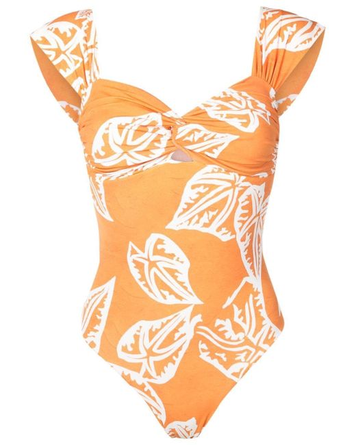 Clube Bossa Margareta leaf-print swimsuit