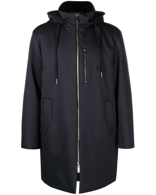 Giorgio Armani drawstring-hooded zipped coat