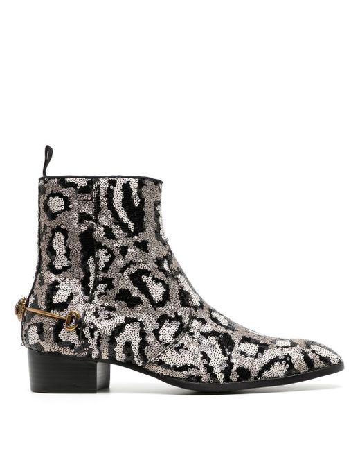 Kurt Geiger London sequin-embellished leopard-print boots