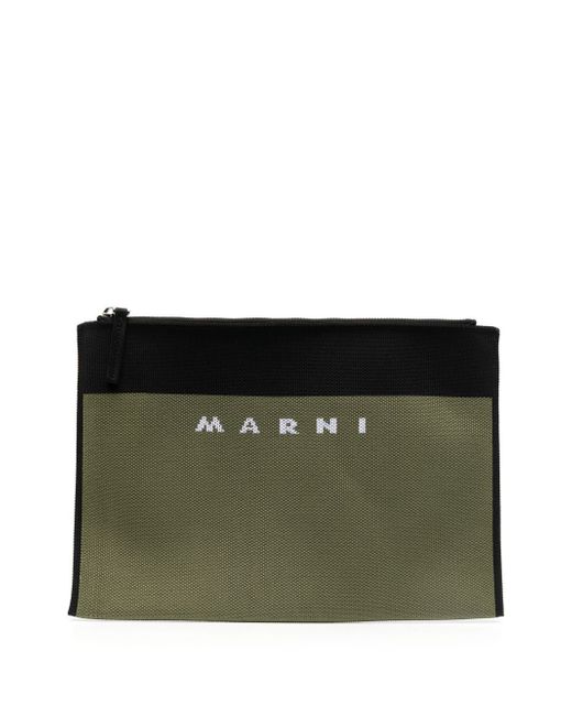 Marni logo-jacquard clutch bag