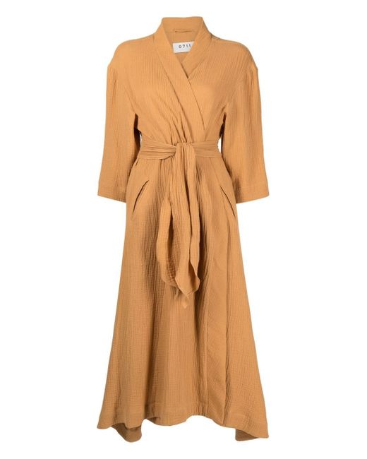 0711 long-sleeve wraparound gown