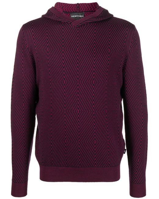 Emporio Armani geometric-pattern hooded jumper