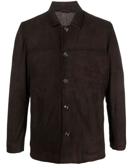 Barba leather button-up jacket