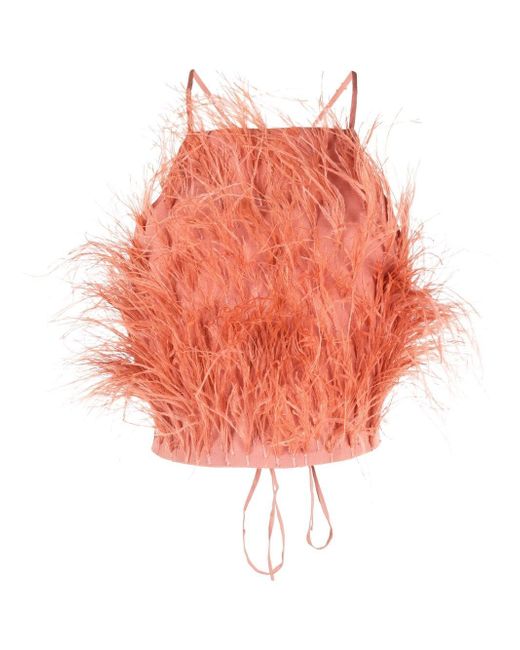 Cult Gaia Joey feather-detail crop top