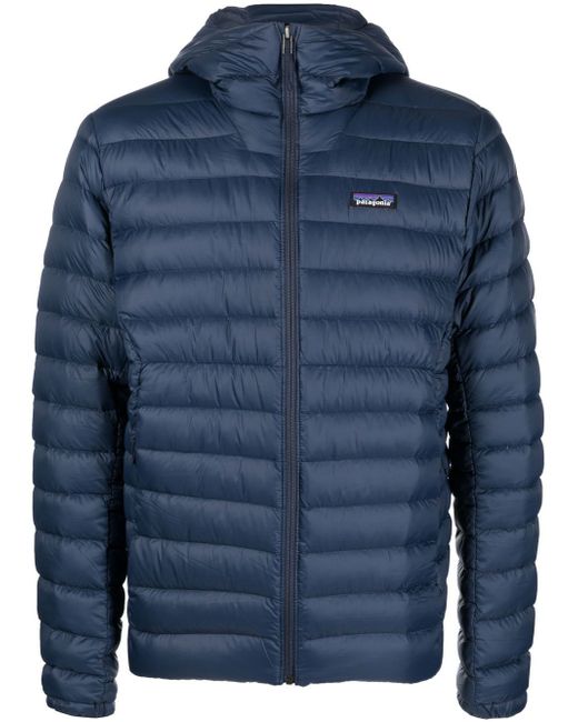 Patagonia logo-patch hooded down jacket