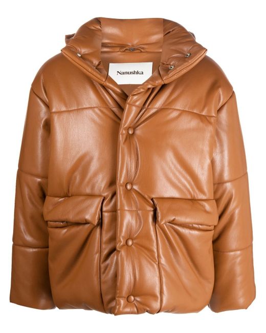 Nanushka faux-leather hooded jacket
