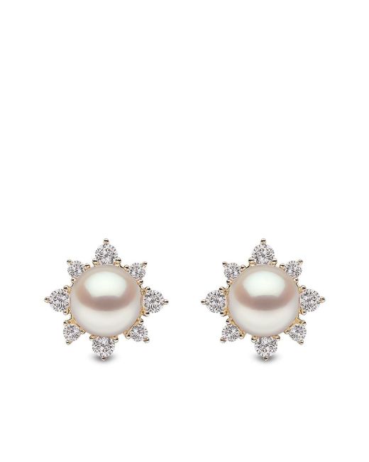 Yoko London 18kt yellow diamond pearl Trend earrings
