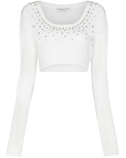 Alessandra Rich crystal-embellished cropped jumper