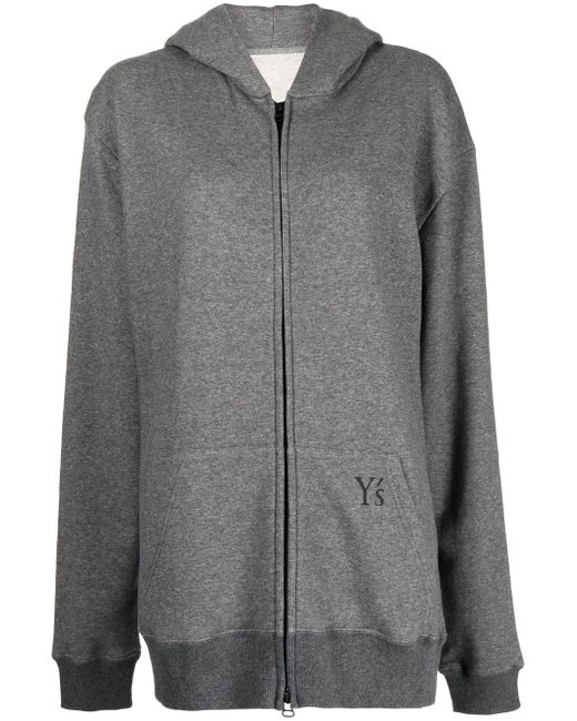 Y's logo-print zip-up hoodie