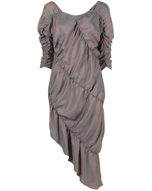 Rui asymmetric metallic-finish dress