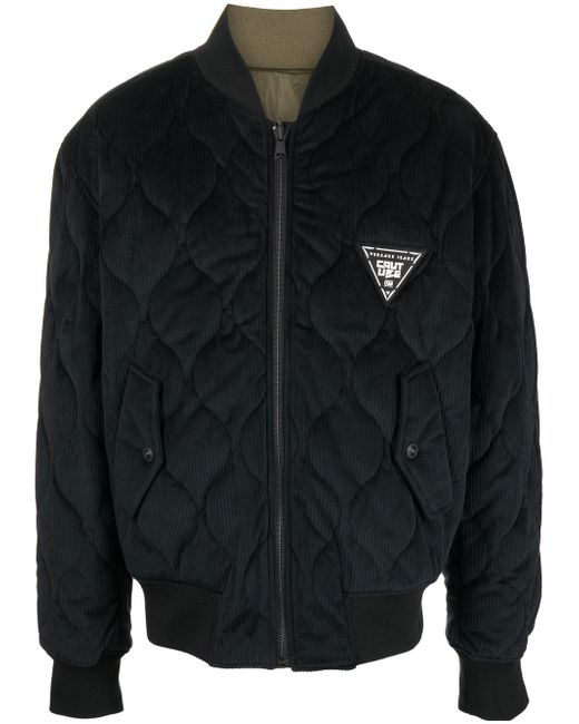 Versace Jeans Couture logo-patch quilted bomber jacket